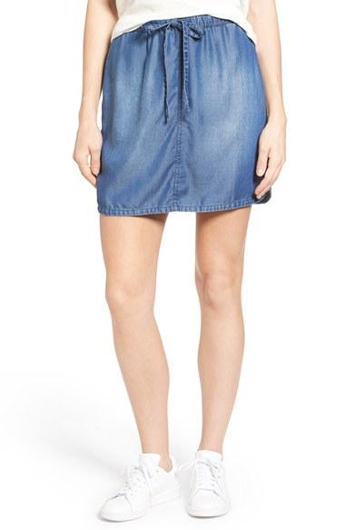Petite Women's Caslon Easy Drawstring Skirt, Size P - Blue