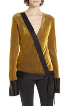Women's Dvf Crossover Long Sleeve Blouse - Metallic