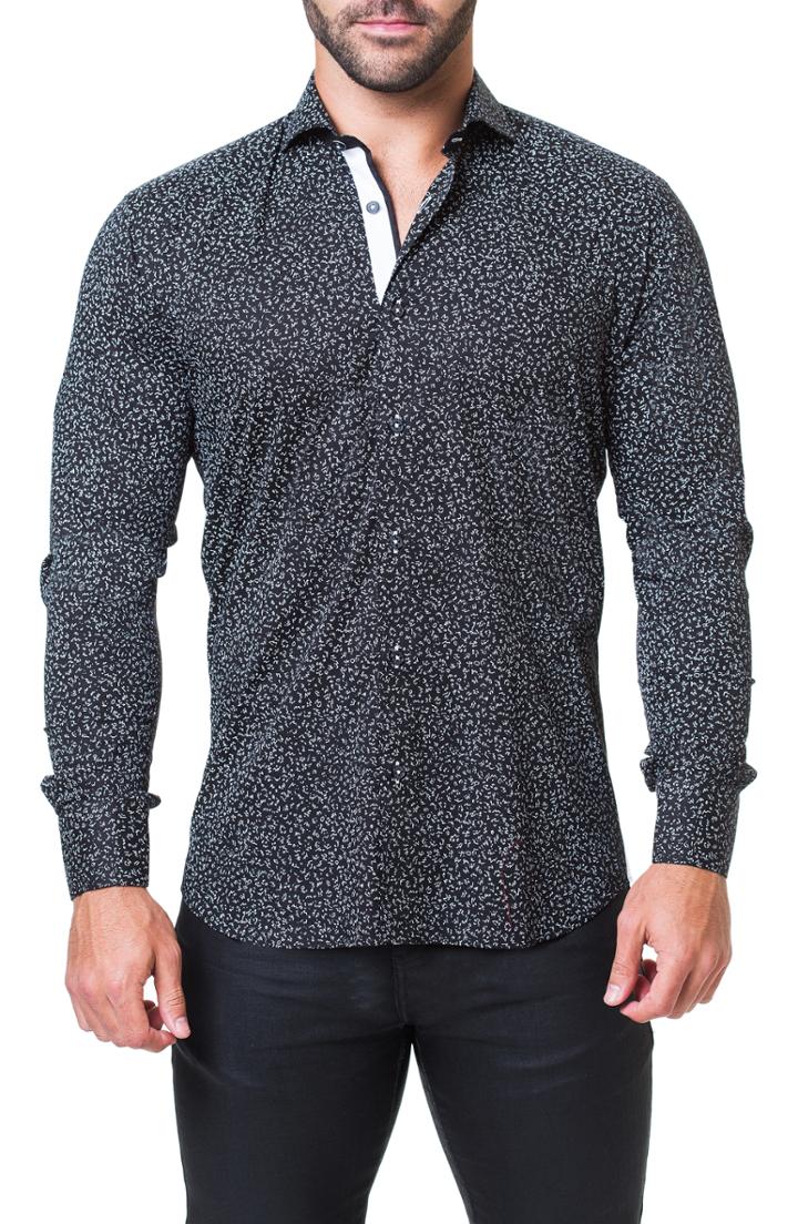 Men's Maceoo Einstein Abstract Trim Fit Sport Shirt (m) - Black