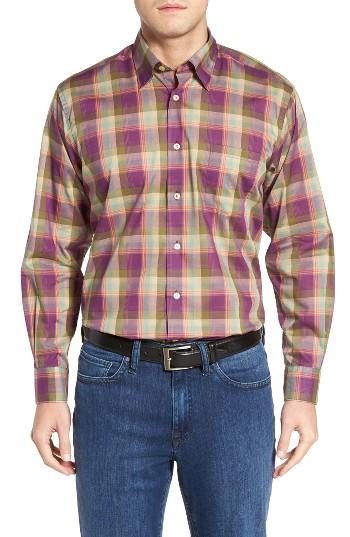 Men's Robert Talbott Anderson Classic Fit Plaid Sport Shirt, Size - Red