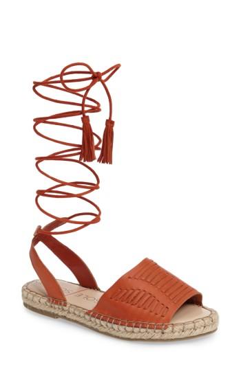 Women's Sole Society Clover Ankle Wrap Espadrille Sandal .5 M - Red