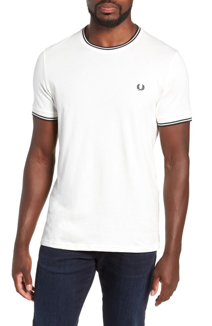 Men's Fred Perry Contrast Trim T-shirt, Size - White