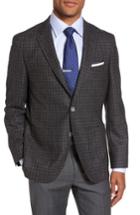 Men's Boss Janson Trim Fit Plaid Wool Sport Coat S - Grey