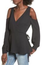 Women's Leith Cold Shoulder Wrap Top, Size - Black