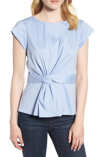 Women's Emerson Rose Knot Front Cotton Blend Poplin Blouse - Blue