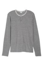 Men's James Perse Regular Fit Micro Stripe Henley Shirt (l) - Grey