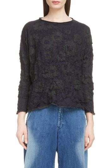 Women's Y's By Yohji Yamamoto Wrinkle Flower Sweater - Blue