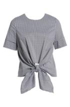 Women's Bishop + Young Gingham Tie Front Blouse - Black