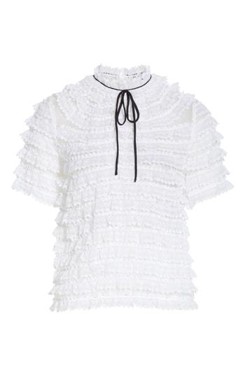 Women's Sandro Ruffle Lace Silk Blouse