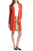 Petite Women's Halogen Long Linen Blend Cardigan, Size P - Orange
