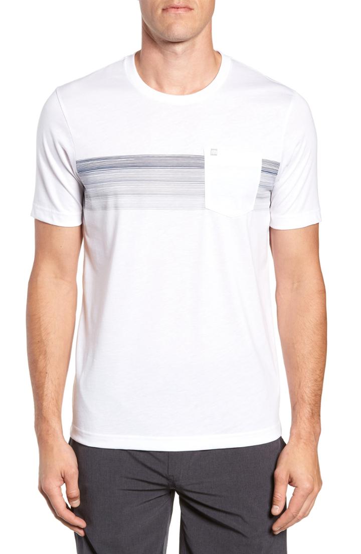 Men's Travis Mathew Frontier Stripe Pocket T-shirt - White