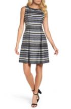 Women's Adrianna Papell Herringbone Stripe Fit & Flare Dress - Blue