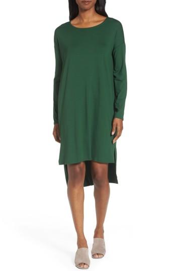 Women's Eileen Fisher High/low Jersey Shift Dress, Size - Green