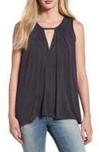 Women's Lucky Brand Sandwashed Choker Neck Top - Black