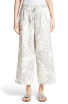 Women's Lafayette 148 New York Crop Linen Drawstring Pants, Size - Grey