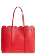Draper James Solid Scallop Faux Leather Tote - Red