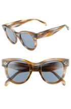 Women's Celine 48mm Cat Eye Sunglasses - Striped Havana/ Blue
