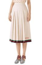 Women's Gucci Pleated Linen & Silk Skirt Us / 40 It - White