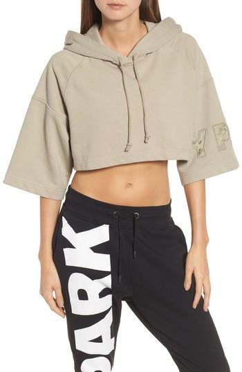 Women's Ivy Park Short Sleeve Crop Hoodie - Green