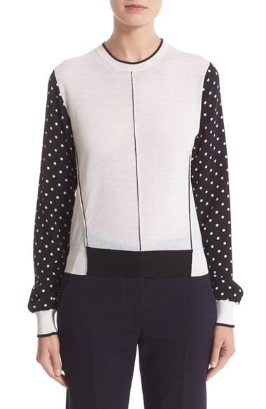 Women's Stella Mccartney Polka Dot Sleeve Silk & Wool Sweater