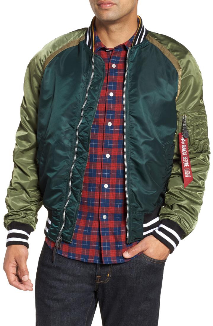 Men's Alpha Industries L-2b Reversible Water Resistant Flight Jacket - Green