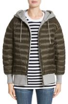 Women's Burberry Langleigh Reversible Down Hooded Bomber Jacket, Size - Green