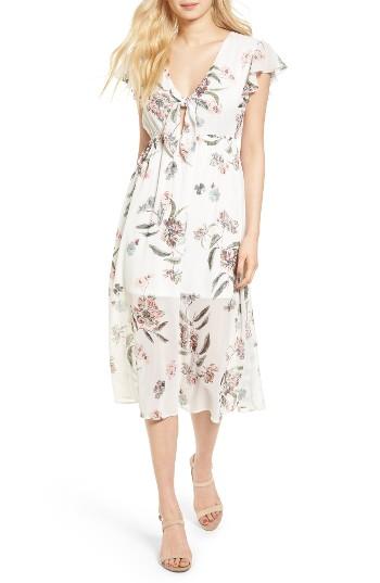 Women's Love, Fire Tie Front Midi Dress - White