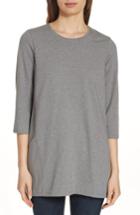 Women's Eileen Fisher Crewneck Organic Cotton Tunic, Size - Grey