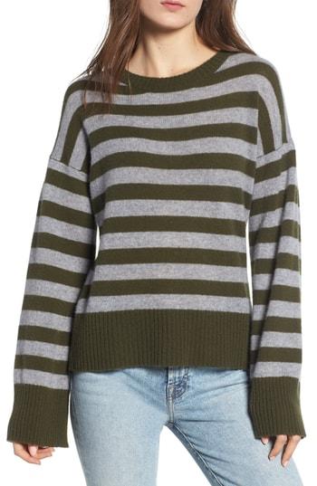 Women's Rebecca Minkoff Margo Stripe Cashmere Sweater, Size - Green