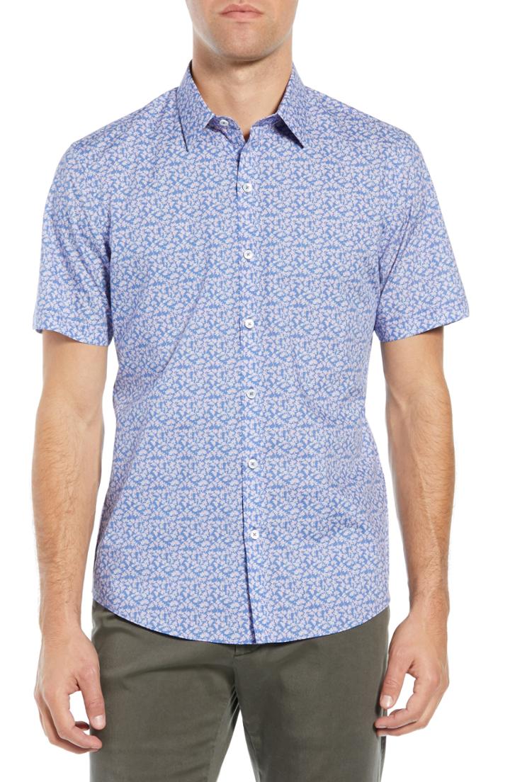 Men's Zachary Prell Wadley Regular Fit Print Sport Shirt - Purple