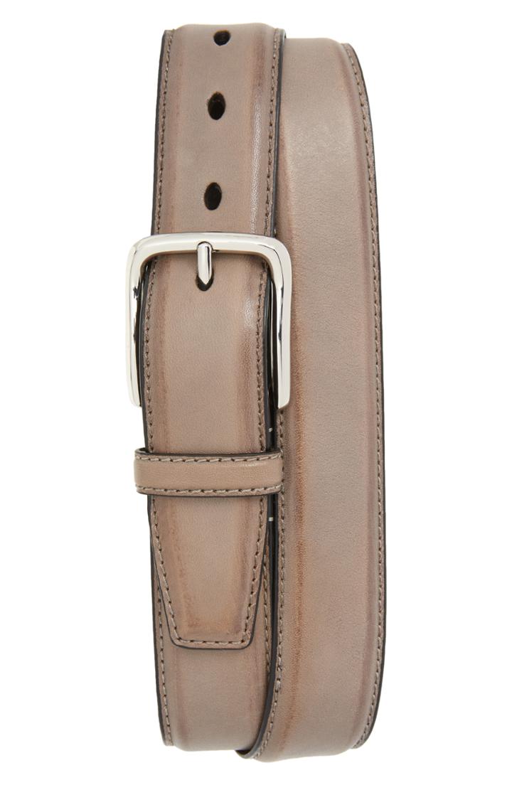 Men's Cole Haan Feather Edge Leather Belt - Ironstone
