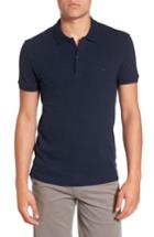 Men's Lacoste Pique Polo With Tonal Croc (l) - Blue