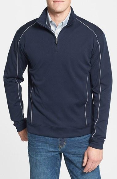 Men's Cutter & Buck 'drytec Edge' Half Zip Mesh Pullover - Blue