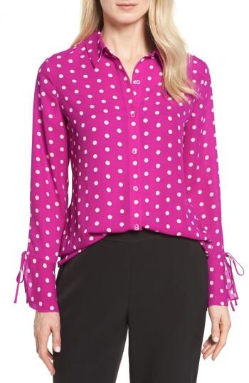 Women's Vince Camuto Flutter Cuff Polka Dot Blouse - Pink