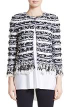 Women's St. John Collection Adel Stripe Fringe Jacket, Size - Blue