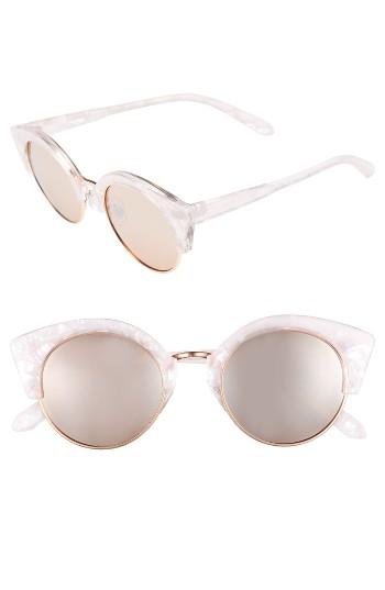 Women's Bp. 46mm Round Cat Eye Sunglasses - Marble Pink/ Rose Gold