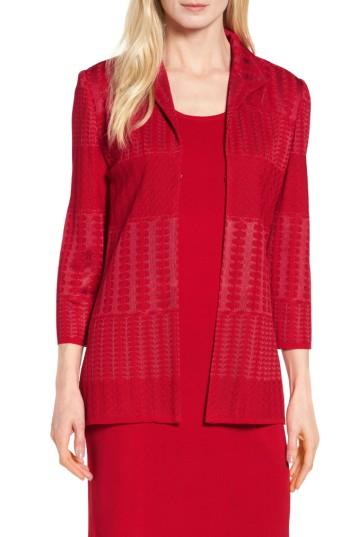 Women's Ming Wang Tetxured Knit Jacket - Red