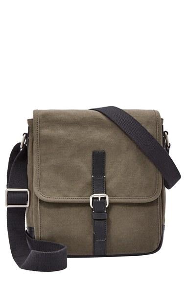 Men's Fossil 'davis' Canvas Messenger Bag - Green
