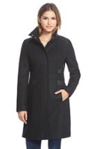Women's Via Spiga Wool Blend Coat With Faux Leather Trim