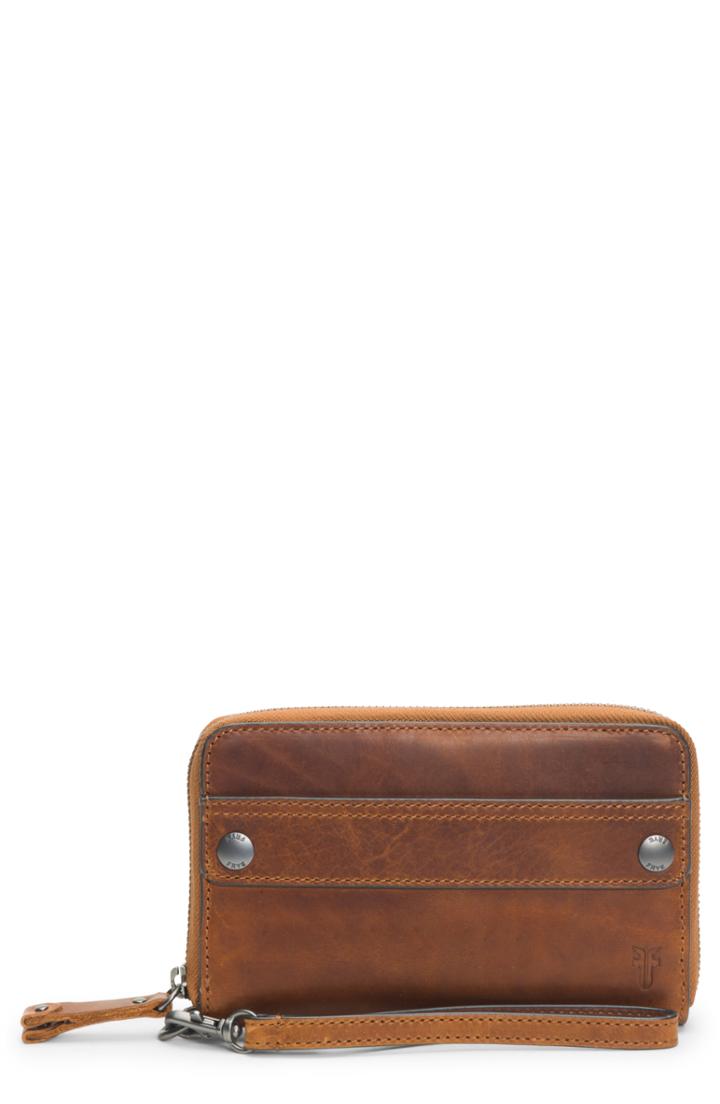 Women's Frye Melissa Large Leather Phone Wallet - Brown