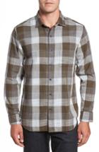 Men's Tommy Bahama Dual Lux Standard Fit Check Sport Shirt, Size - Grey