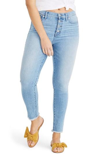 Women's Madewell Button Front High Waist Crop Skinny Jeans - Blue