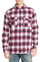 Men's Obey Mission Plaid Flannel Sport Shirt, Size - Burgundy
