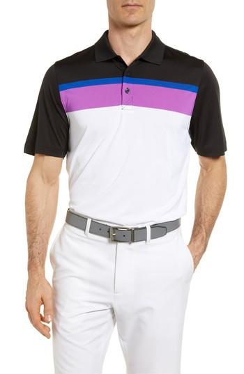 Men's Cutter & Buck Hugh Stripe Drytec Jersey Polo - White