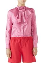 Women's Gucci Rose Collar Wrinkled Silk Top Us / 38 It - Red