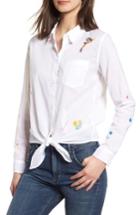 Women's Sundry Tie Front Shirt - White