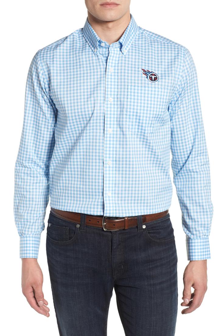 Men's Cutter & Buck Tennessee Titans - League Fit Sport Shirt, Size Medium - Blue