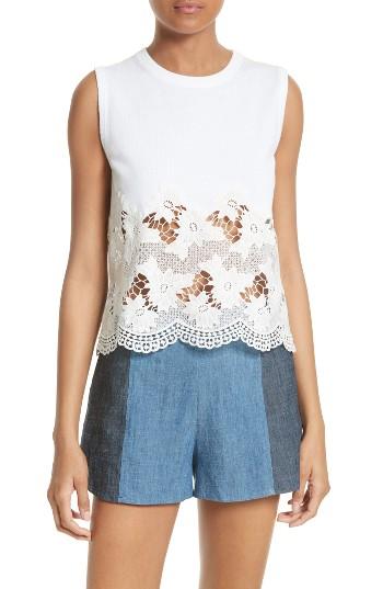Women's Alice + Olivia Somer Lace Hem Shell