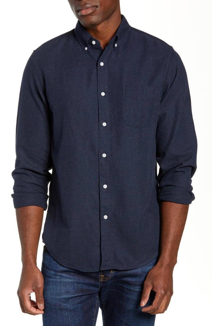 Men's J.crew Slim Fit Neppy Twill Sport Shirt, Size - Blue