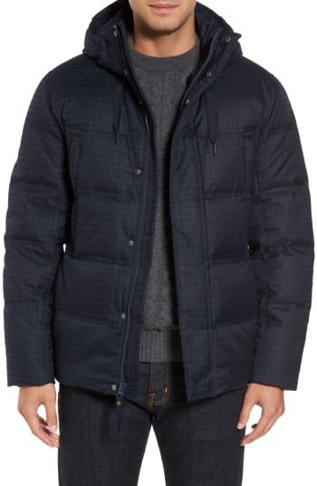 Men's Marc New York Houndstooth Quilted Down Jacket - Blue